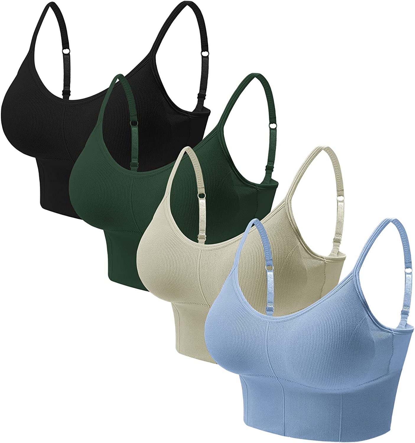 Eleplus 4 Pieces Comfy Sleep Bra for Women Cami Lounge Bra Wirefree Padded Bralettes Longline Pack of 4