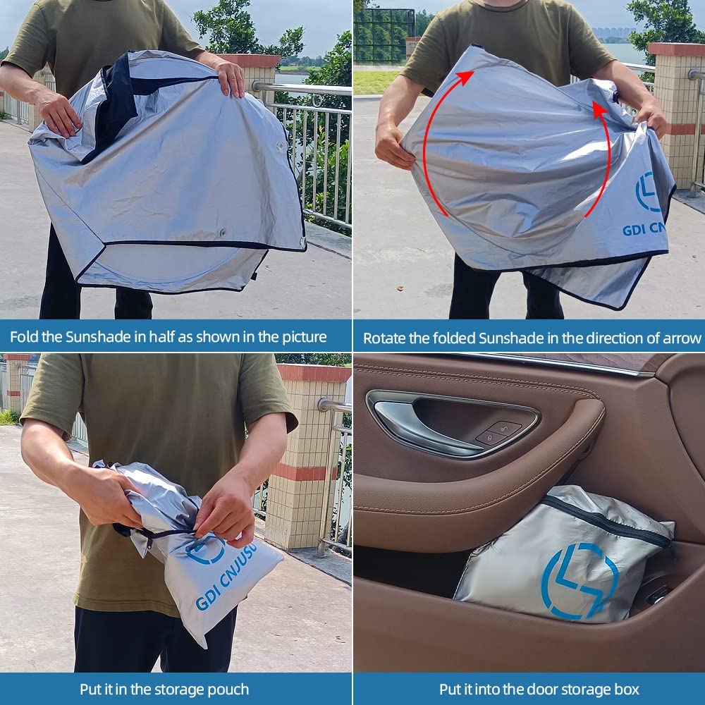 Windshield Sun Shade for Car Heat Shield Combination of The Front and Side Sunshades Durable 240T Sun Blocker for Car Protection Against UV Rays and Sun Heat
