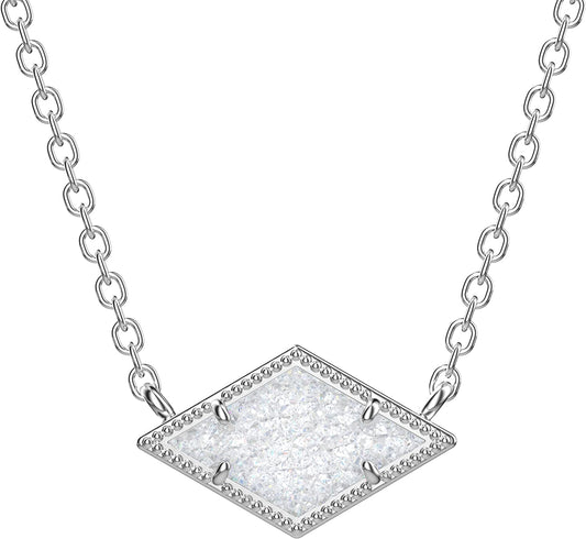 Helen of New York - 925 Sterling Silver Drusy Pendant Necklace - Timeless Design, 15”+2” Extender