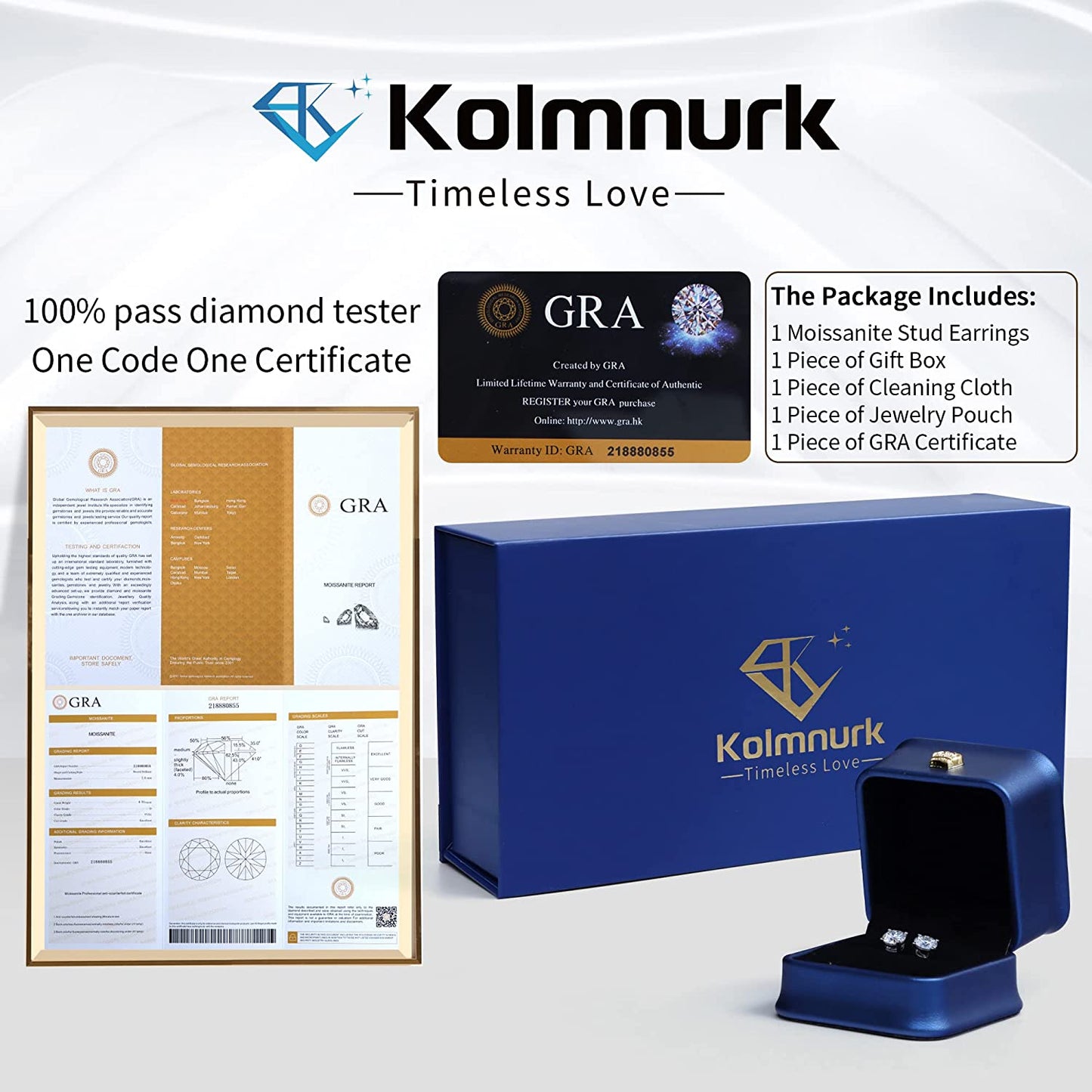 Moissanite Stud Earrings, 925 Sterling Silver Plated 18K White Gold Friction Backs with 0.6ct-4ct D Color VVS1 Clarity Brilliant Round Cut Lab Grown Diamond Moissanite Earrings for Women Men