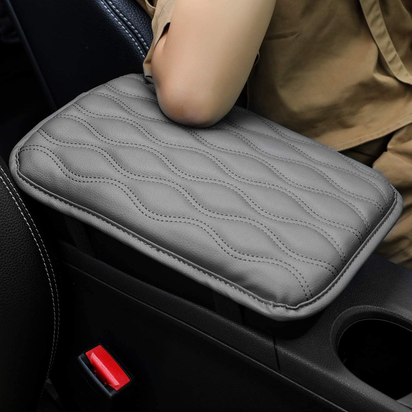 Universal Center Console Cover for Most Vehicle, SUV, Truck, Car, Waterproof Armrest Cover Center Console Pad, Car Armrest Seat Box Cover Protector (Beige)