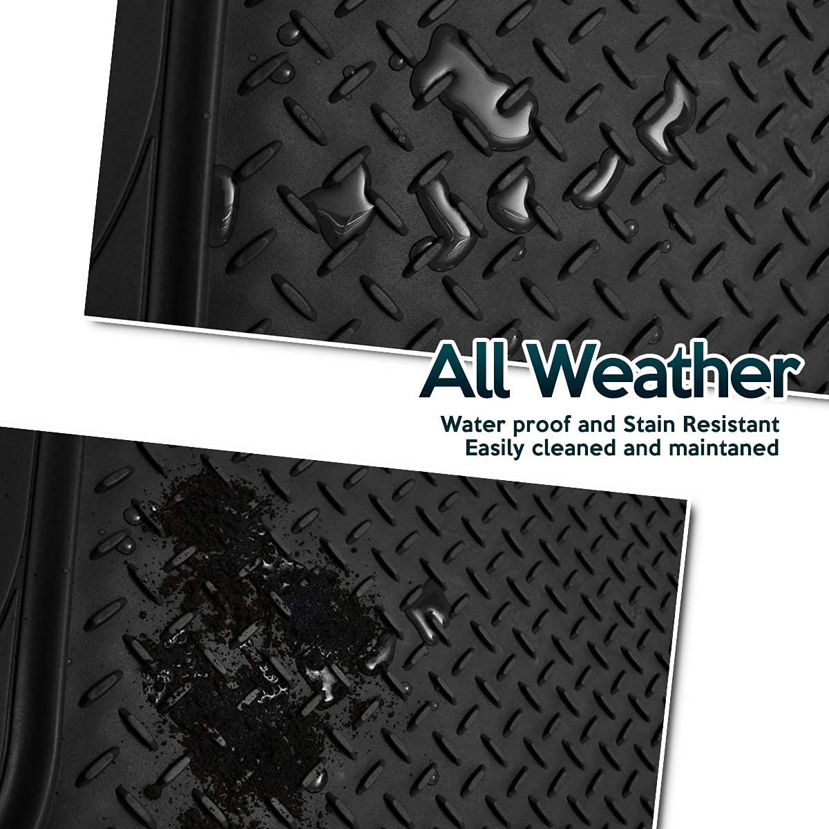 All Weather Rubber Semi Pattern Cargo Liner Trunk Floor Mat – Premium Quality Black Heavy Duty Cargo Trunk Floor Mat