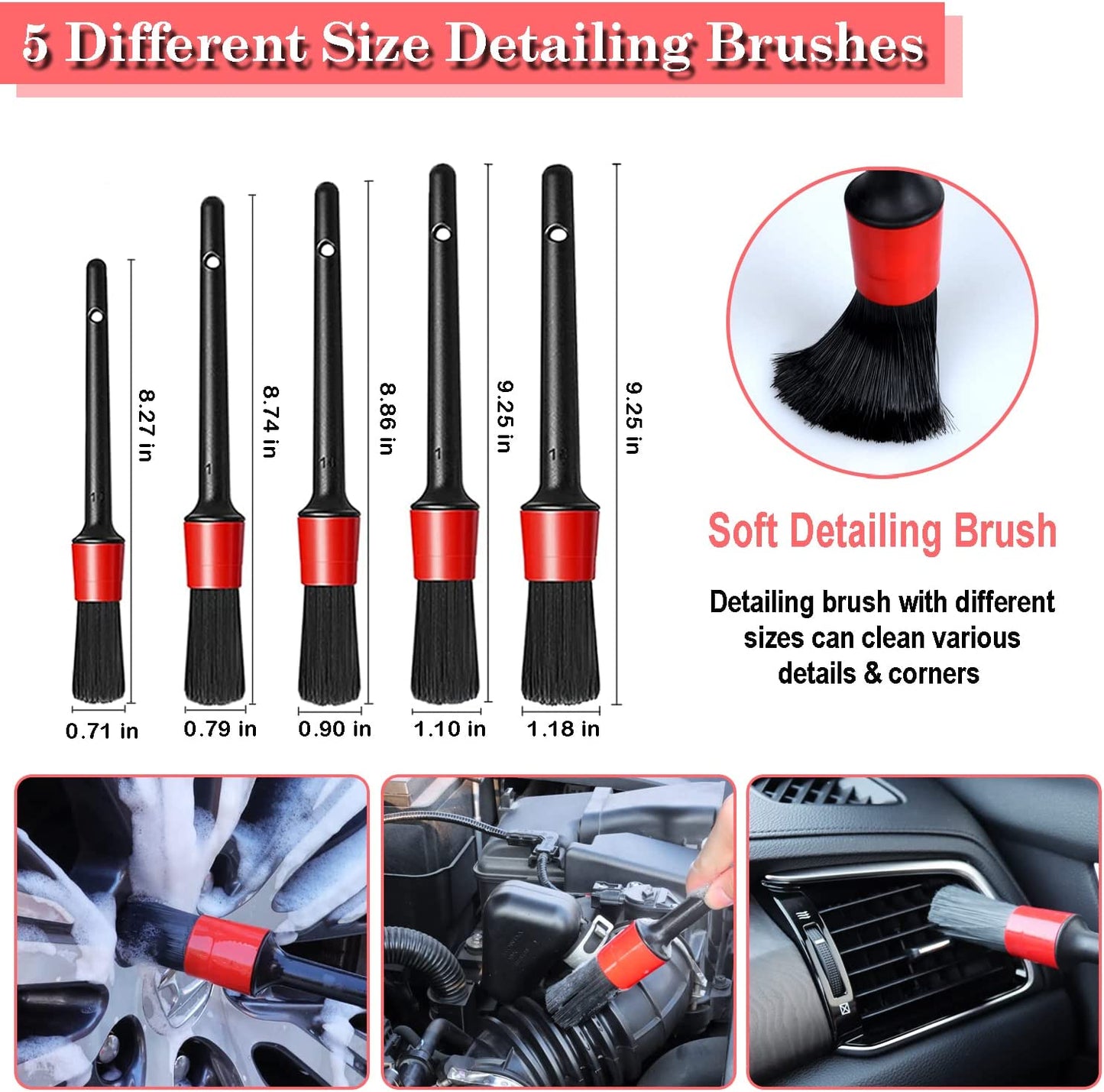 24PCS Car Detailing Brush Set, Car Detailing kit, Auto Detailing Drill Brush Set, Car Detailing Brushes, Car Wash Kit with Cleaning Gel, Car Cleaning Tools Kit for Interior,Exterior, Wheels, Dashboard