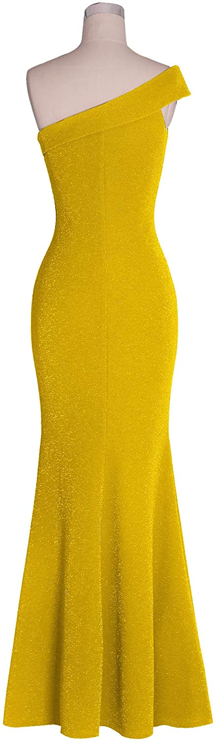 Women's Ruched One Shoulder Side Split Evening Party Dress
