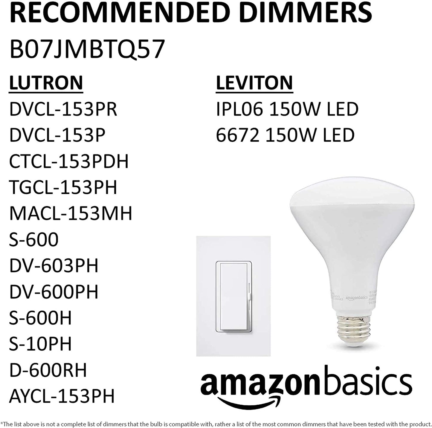 Basics 65W Equivalent, Soft White, Dimmable, 10,000 Hour Lifetime, BR30 LED Light Bulb | 6-Pack