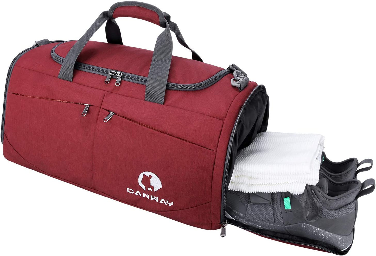 Gym Bag, Travel Duffel bag with Wet Pocket & Shoes Compartment for men women, 45L, Lightweight