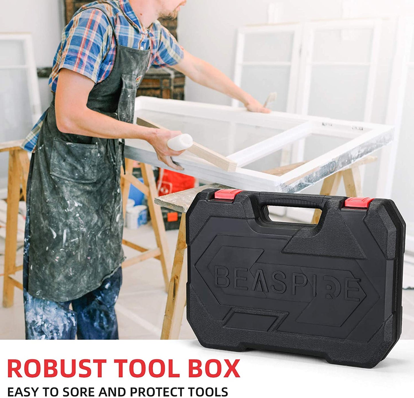 Beaspire 144 Piece Tool Set-General Household Hand Tool Kit, Complete Home Tool Kit for DIY, Auto Repair Tool Set, College Students, with Solid Toolbox