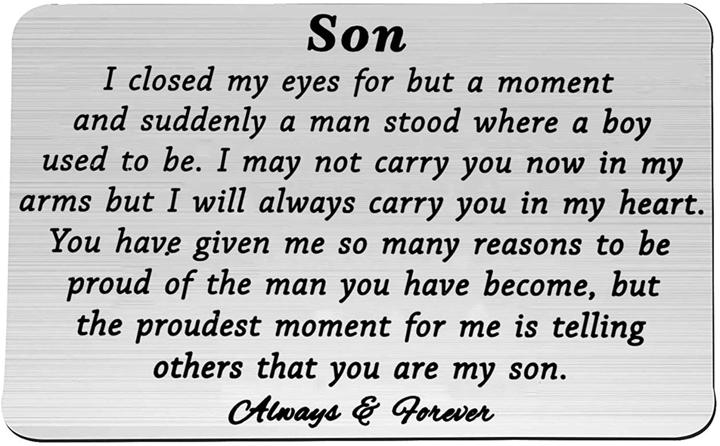 My Son Wallet Card Proud of You Gifts I Closed My Eyes for A Moment Engraved Wallet Card for Son for Men
