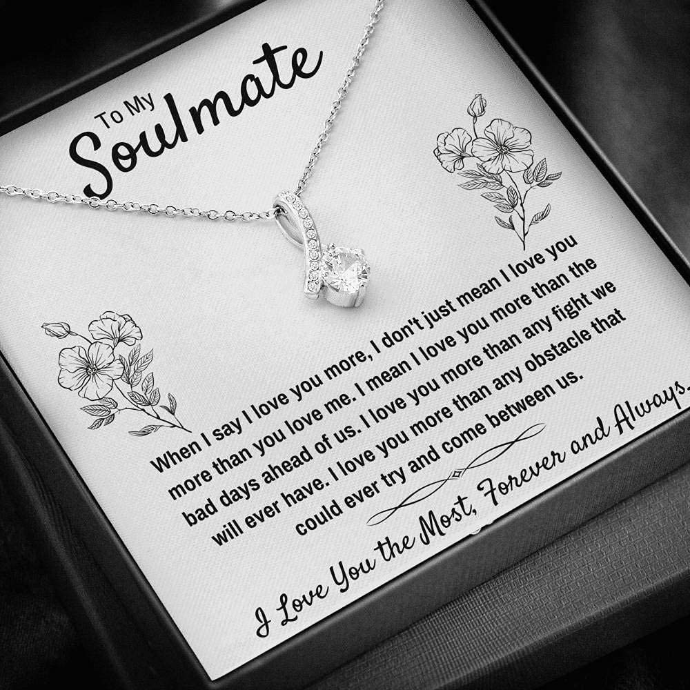 To My Soulmate Necklace Birthday Christmas Jewelry Gifts For My Wife with Message Card Box Personalized Gift Present Pendant for Future Wife Soulmate Girlfriend Love