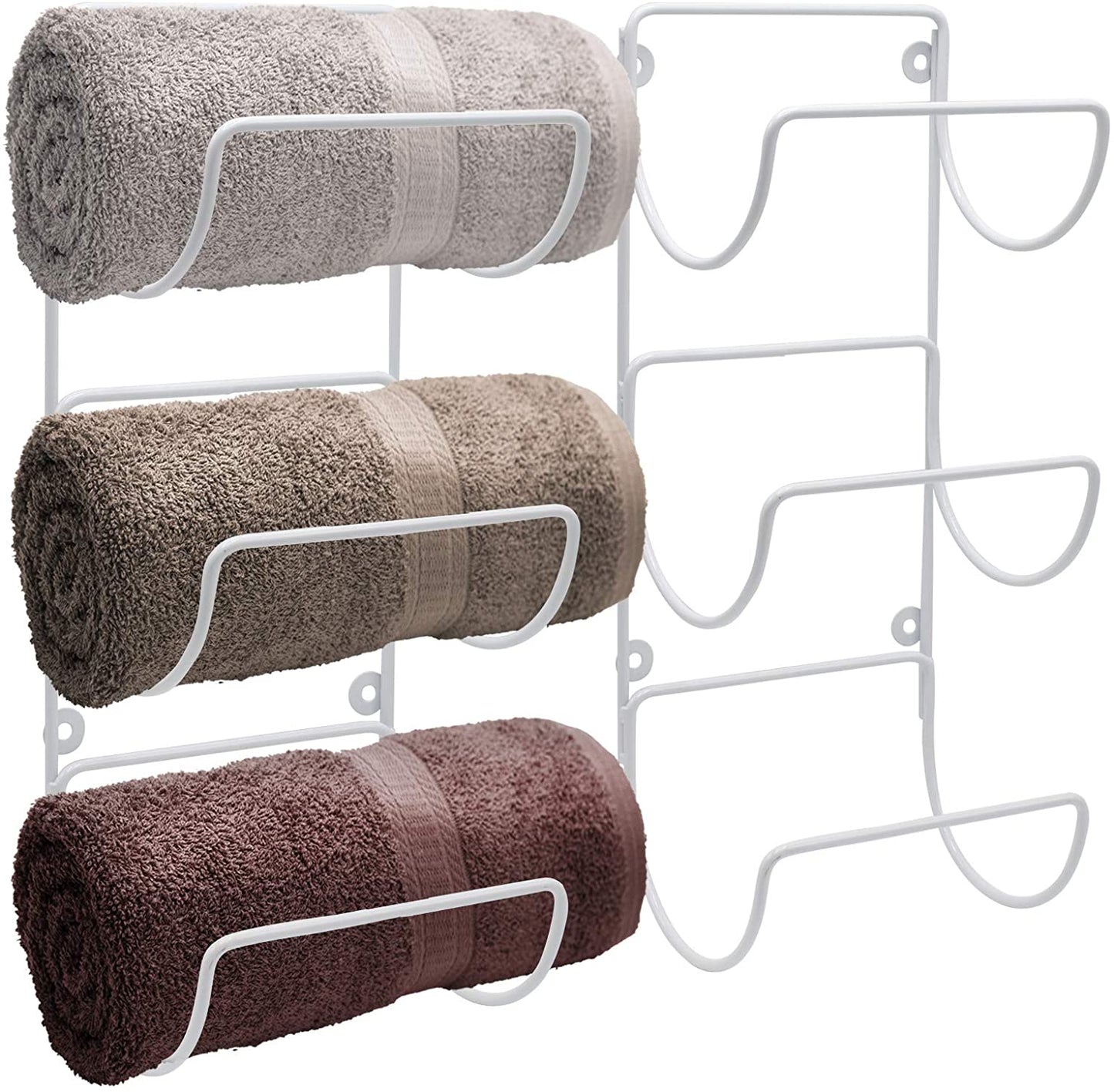 Sorbus Towel Rack Holder Set - Wall Mounted Storage Organizer for Towels, Washcloths, Hand Towels, Linens, Ideal for Bathroom, Spa, Salon, Modern Design, Set of 2 (Black)