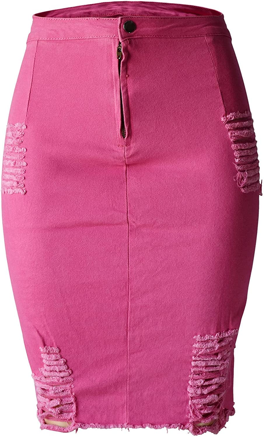 Jean Skirt for Women Stretch Denim Ripped Mini Short Casual A Line Above Knee Length