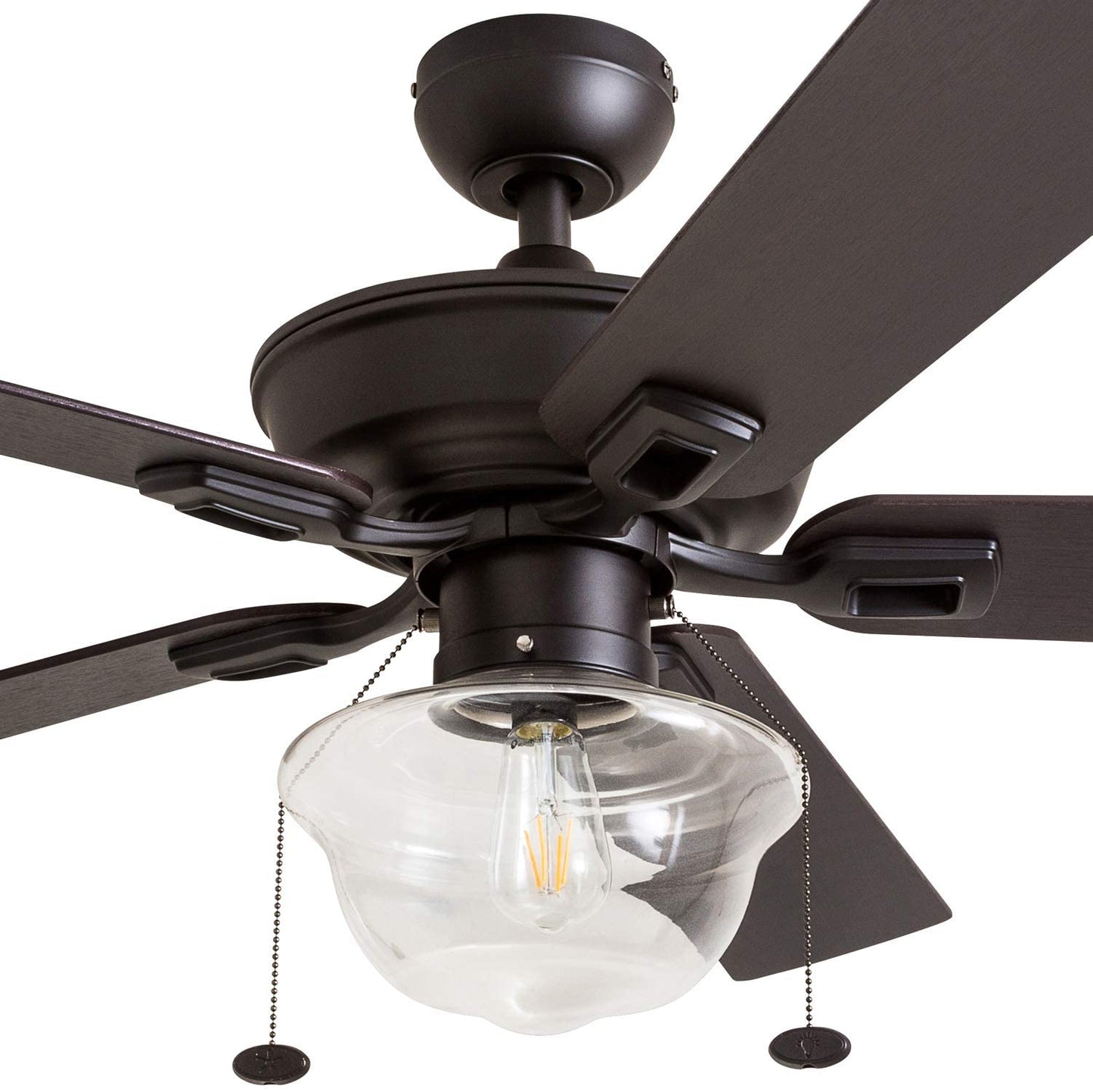 Prominence Home 80091-01 Abner Indoor/Outdoor Ceiling Fan, 52" LED Schoolhouse Edison Bulb, Bronze
