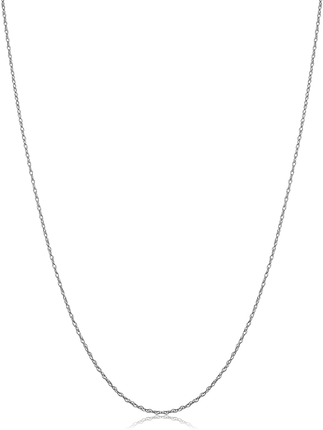 14k White Gold Rope Chain Barely-There Necklace For Women (0.7 mm, 0.9 mm, 1 mm or 1.3 mm) - Thin And Lightweight