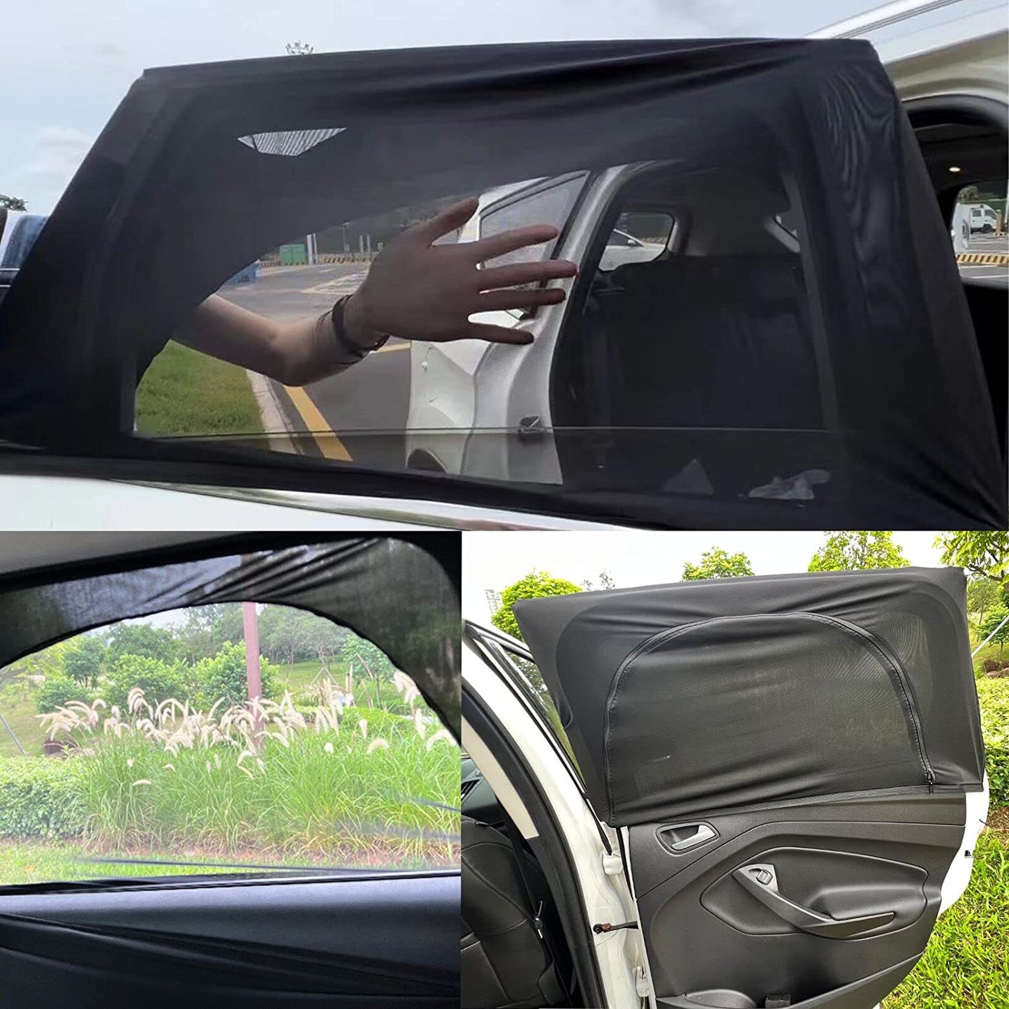 Car Window Shades,2 Pack Breathable Mesh Side Window Sunshades Cover for Baby,Side Window Screen for Privacy,Sun Glare Protection for Family Pets,Car Camping Trip Interior Accessories
