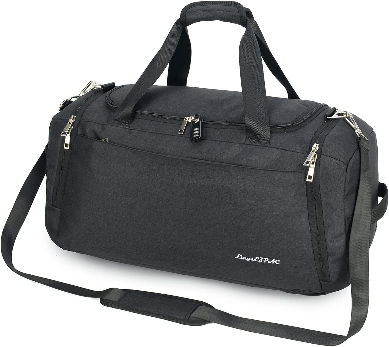 Gym Bag for Women & Men,Travel Duffel Bag for Sports, Gyms and Weekend Getaway, Waterproof Dufflebag with Wet Pocket & Shoes Compartment,Lightweight Carryon Gymbag (Dark gray)