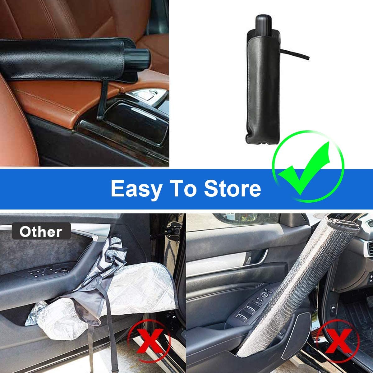 Car Umbrella Sun Shade Cover for Windshield UV Reflecting Foldable Front Car Sunshade Umbrella, Easy to Use/Store, Fit Most Vehicle, 57'' x 31''