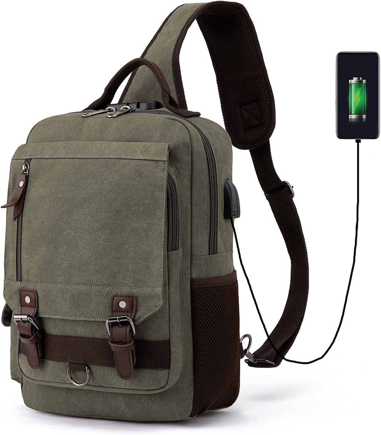 Leaper Canvas Messenger Bag Sling Bag Cross Body Bag Shoulder Bag Black, L