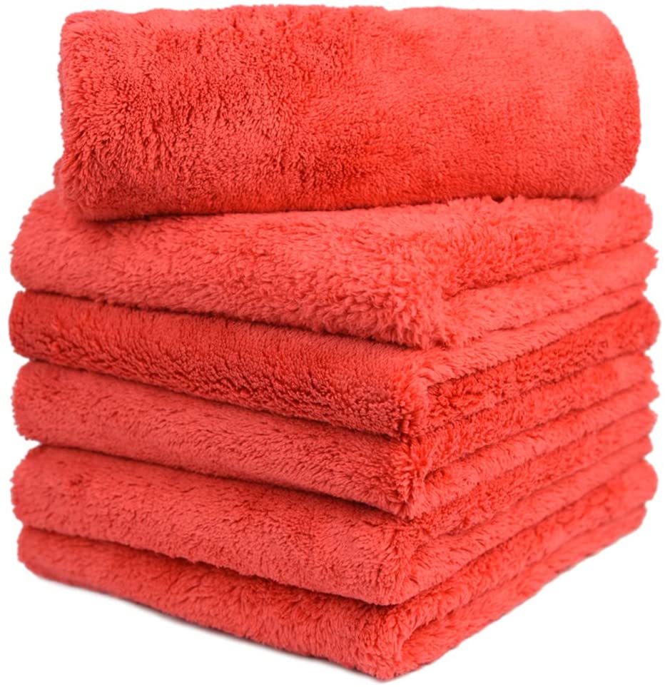 Microfiber Towels for Cars, Car Drying Wash Detailing Buffing Polishing Towel with Plush Edgeless Microfiber Cloth, 450 GSM 16x16 in. Pack of 6