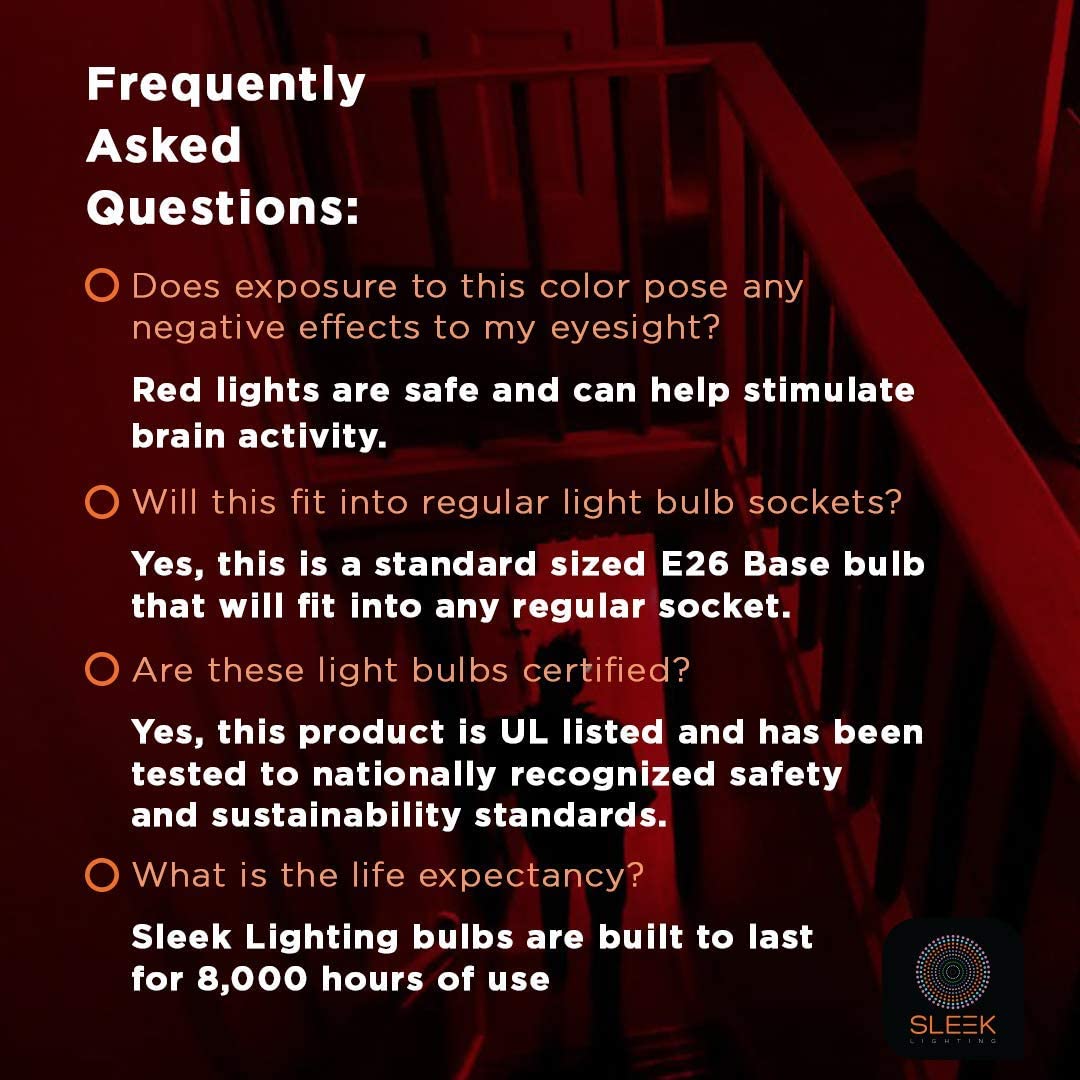 SleekLighting 13 Watt Red Bug Light Bulbs for Outdoor – General Purpose Spiral CFL Red Light Bulbs- UL Approved- Uses 13 Watts of Energy, 120 Volts, E26 Medium Base. (Pack of 2)