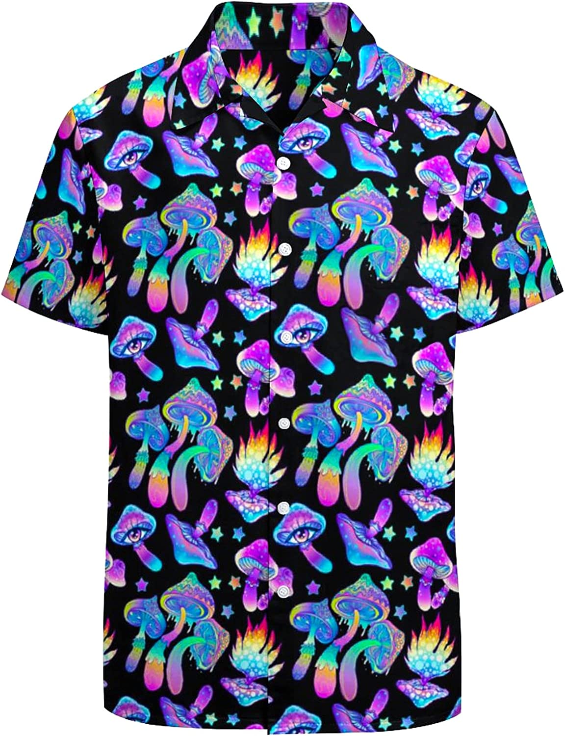 Artsadd 80s 90s Hawaiian Shirt for Men Big and Tall Button Down Short Sleeve Shirt Aloha Beach Shirts Disco Party Outfits