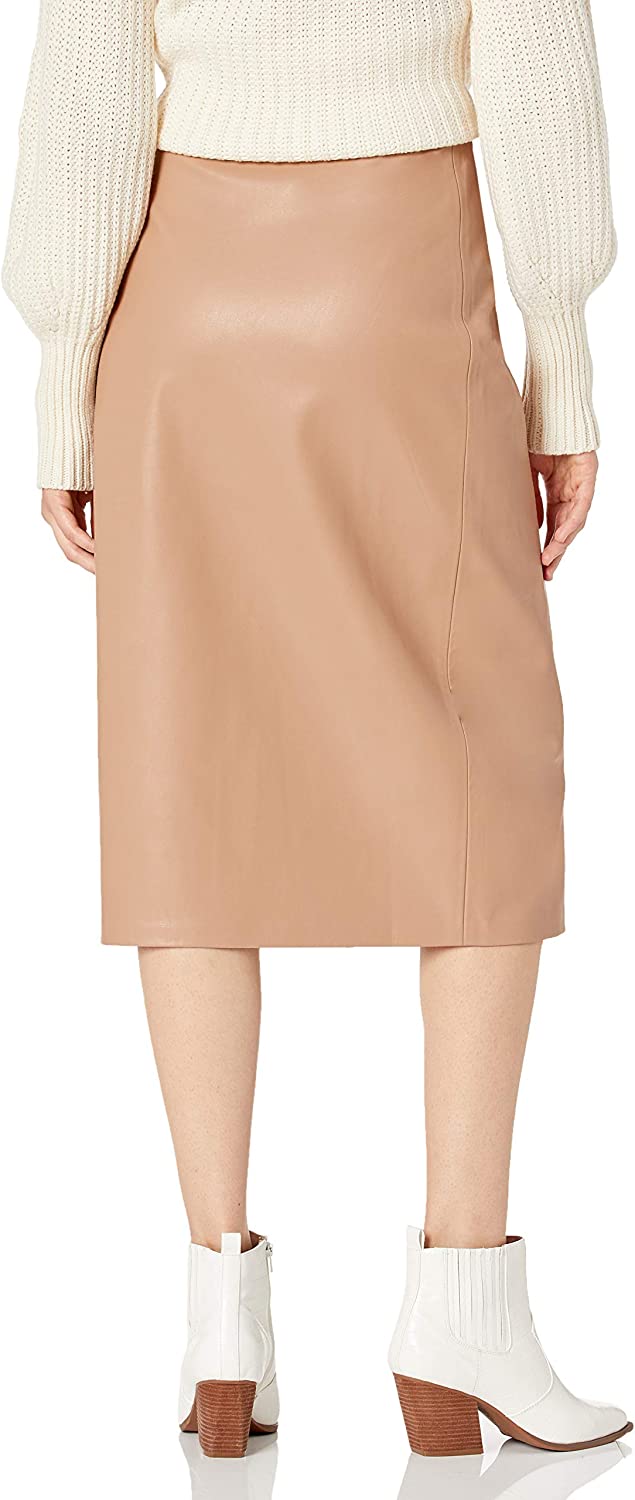 Women's Manon Faux Leather Wrap Front Midi Skirt