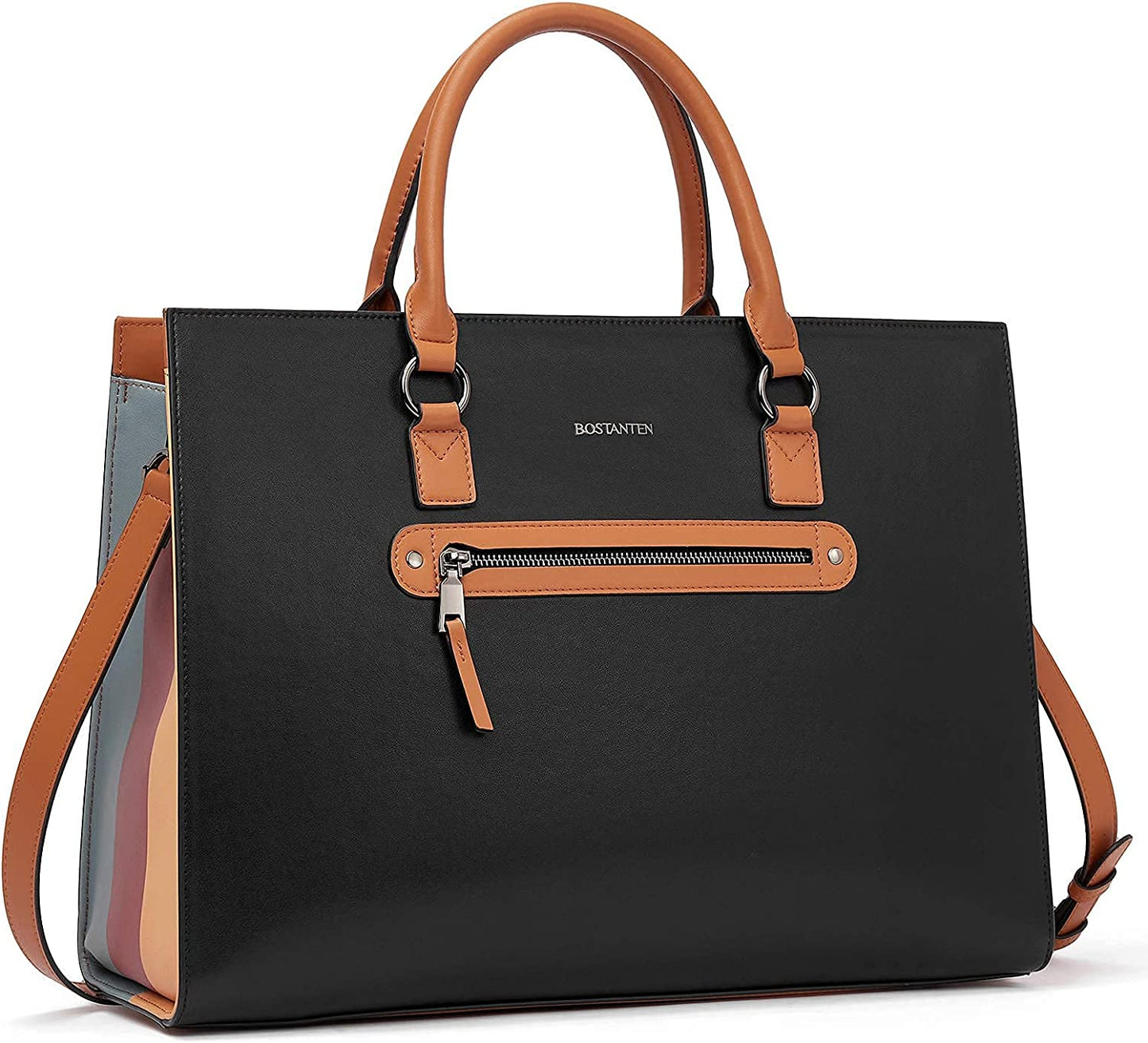 Leather Laptop Briefcase for Women Shoulder Bag 15.6 Inch Business Computer Tote