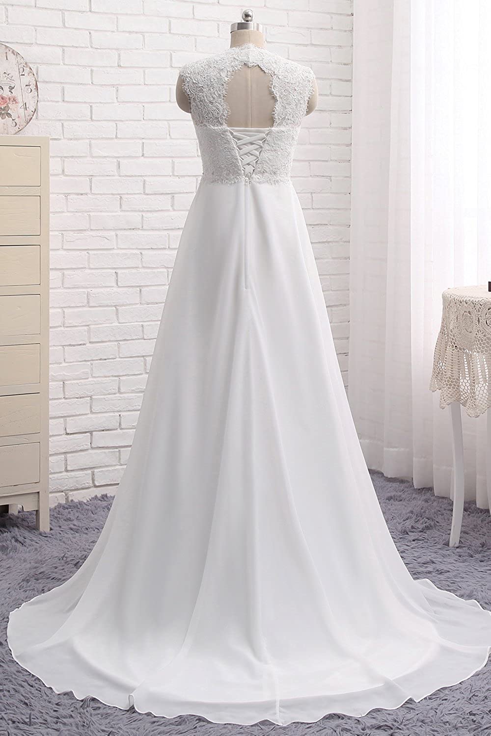 Wedding Dresses for Bride 2021 Sleeveless Lace Petite/Plus Size Bridal Gowns for Civil Wedding for Beach Wedding