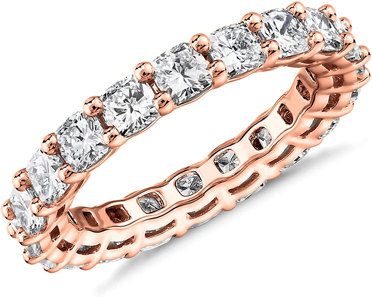 14K Gold Plated Rings Cubic Zirconia Love Ring | 3mm Cushion Cut Stackable Rings for Women | Gold Rings for Women
