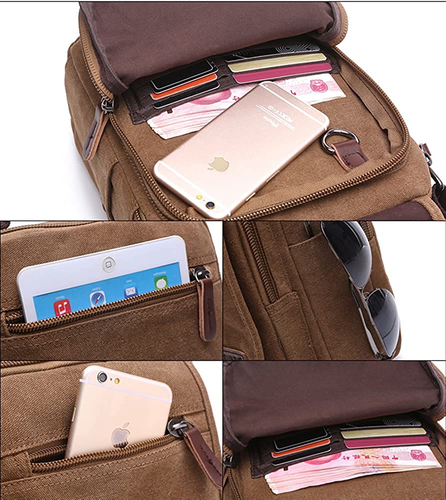 Sechunk Small Canvas Shoulder Bags Messenger Bag Travel Bag Business Bag Working Bag For Men Women