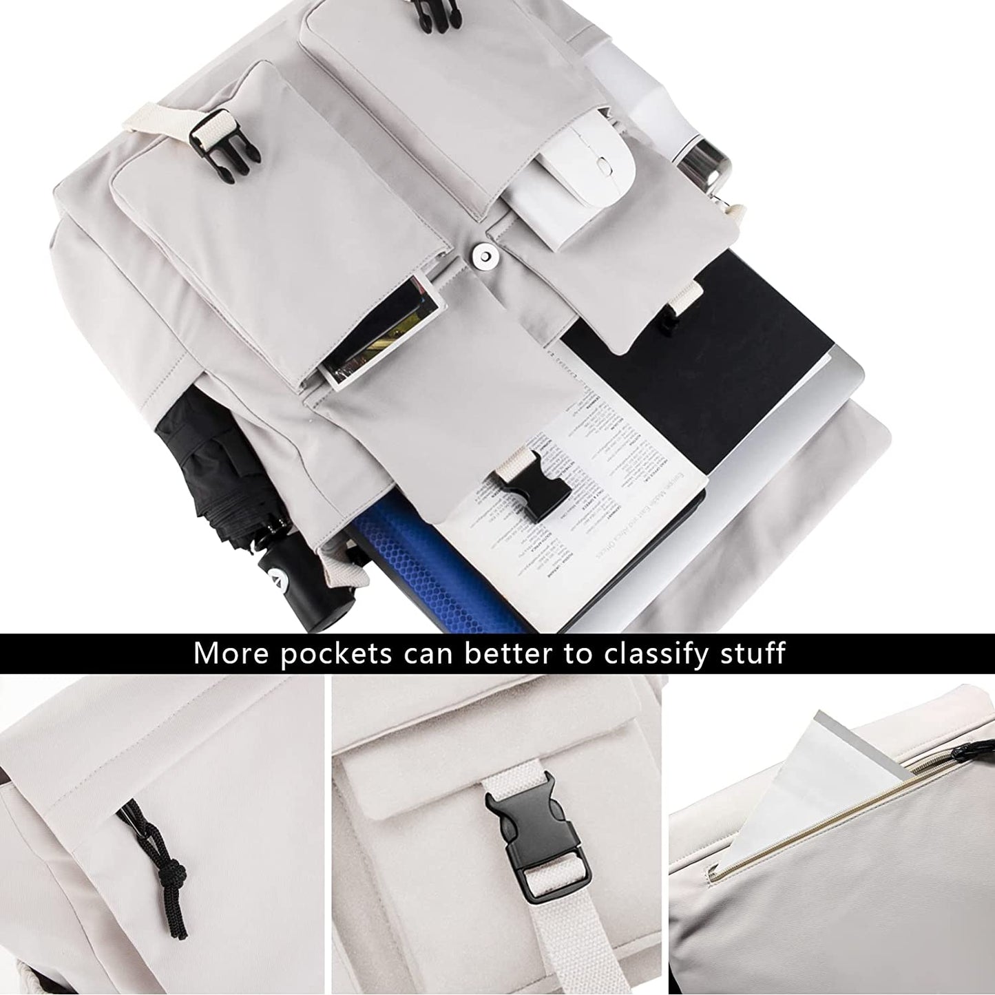 Lovvento Canvas Messenger Bag Crossbody Bag for School 15.6 Inch Laptop Bag Waterproof Shoulder Bag Lightweight