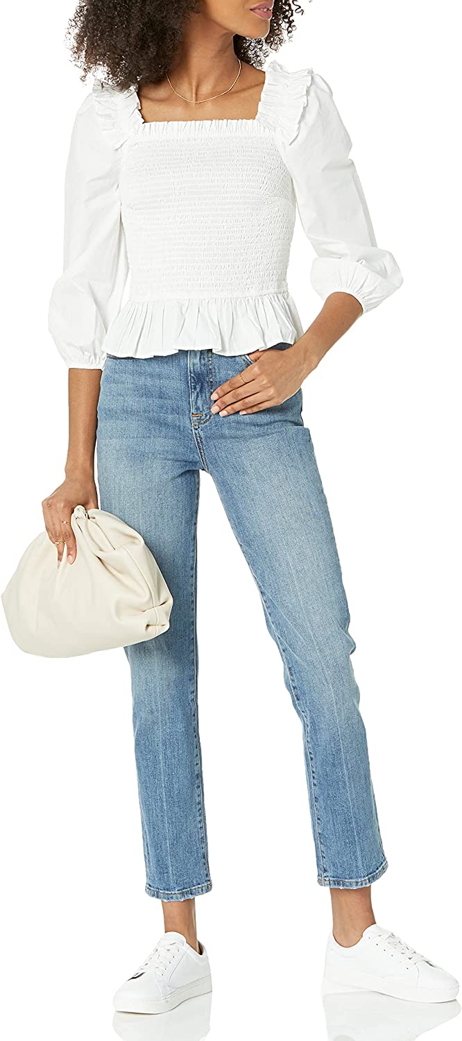 Women's Marisol Long Sleeve Ruffle Smocked Cropped Top