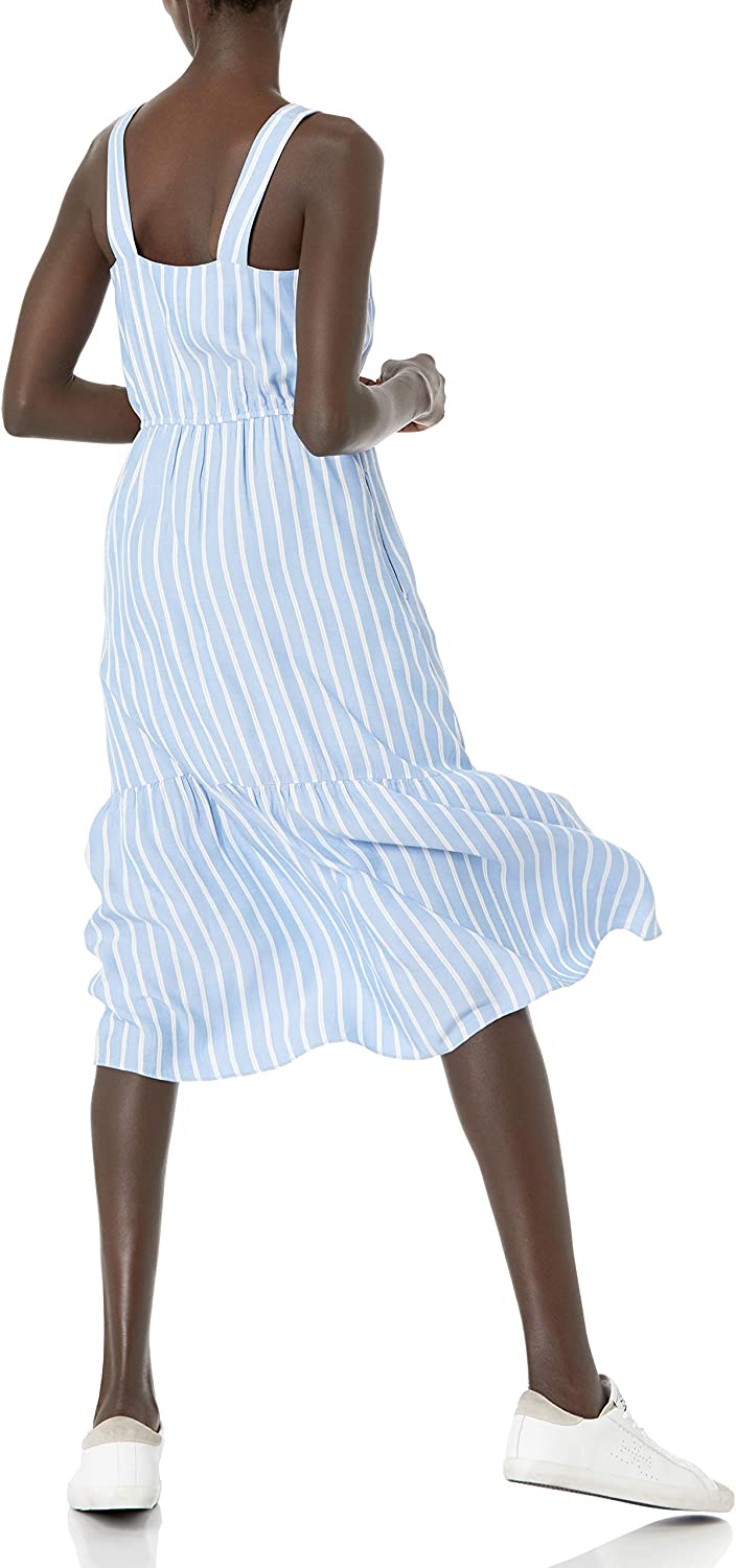 Women's Fluid Twill Tiered Midi Summer Dress
