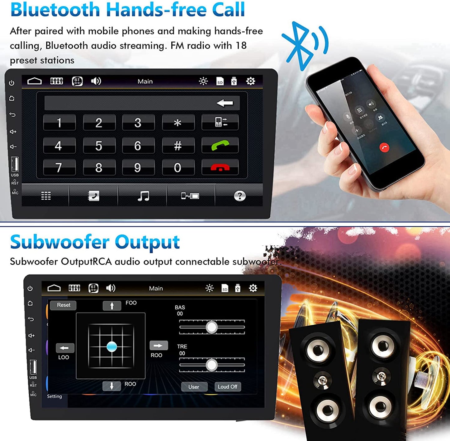 Single Din Car Stereo Compatible with Apple Carplay Android Auto 9 Inch Touch Screen Car Stereo with Bluetooth Car Radio MP5 Player with A/V Input Mirror Link Backup Camera SWC
