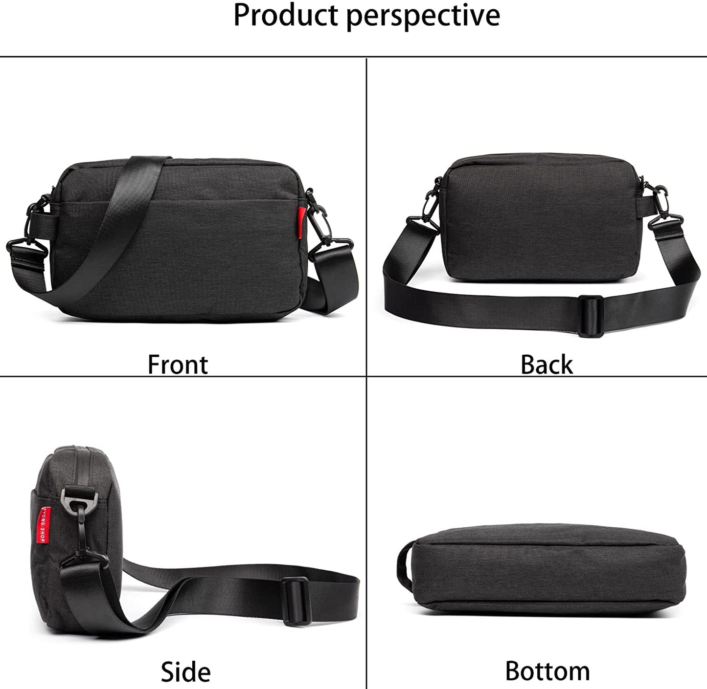 Messenger Bag Mini Messenger Bag, Small Messenger Bag for Men Women, Black Small Messenger Bag Crossbody Messenger Bag