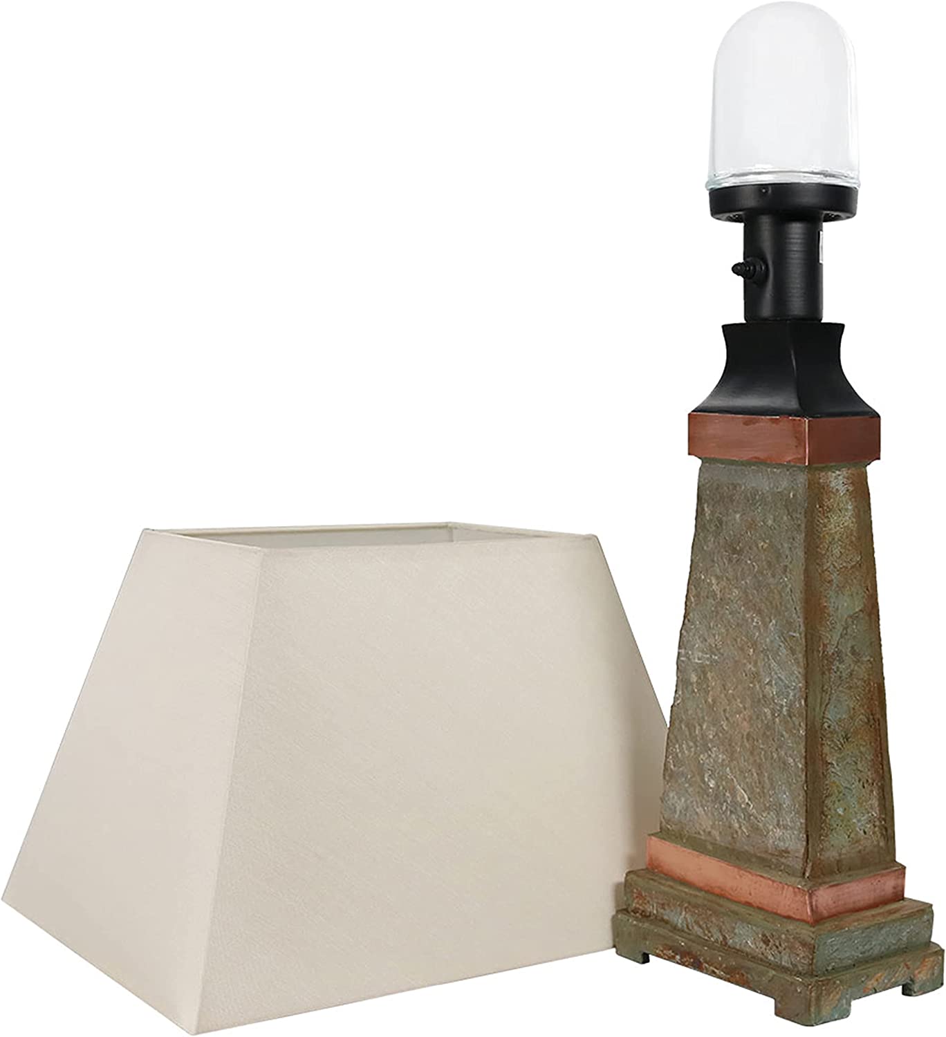 Indoor/Outdoor Table Lamp - Weather Resistant Natural Slate Light - Interior and Exterior Lighting for Bedroom, Patio, Office and Porch - 24-Inch