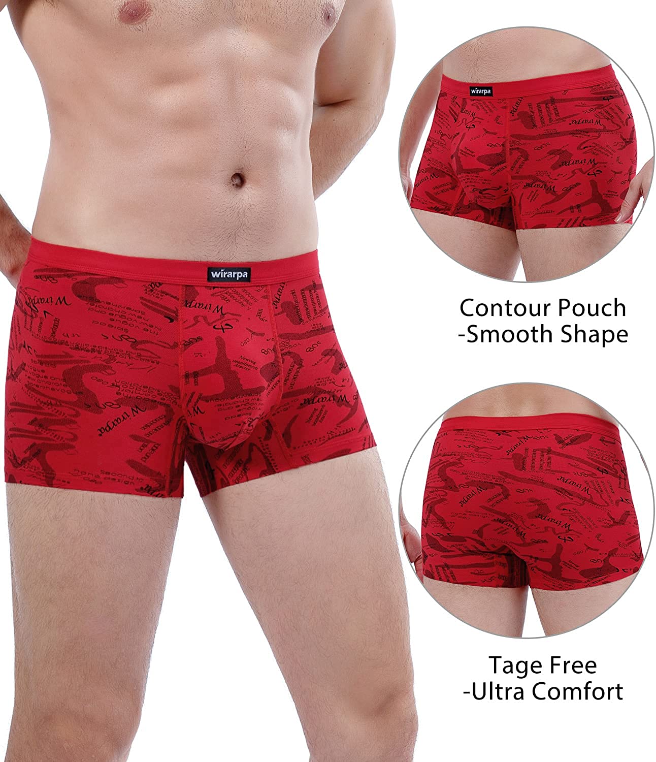 Men's Breathable Modal Microfiber Trunks Underwear Covered Band Multipack