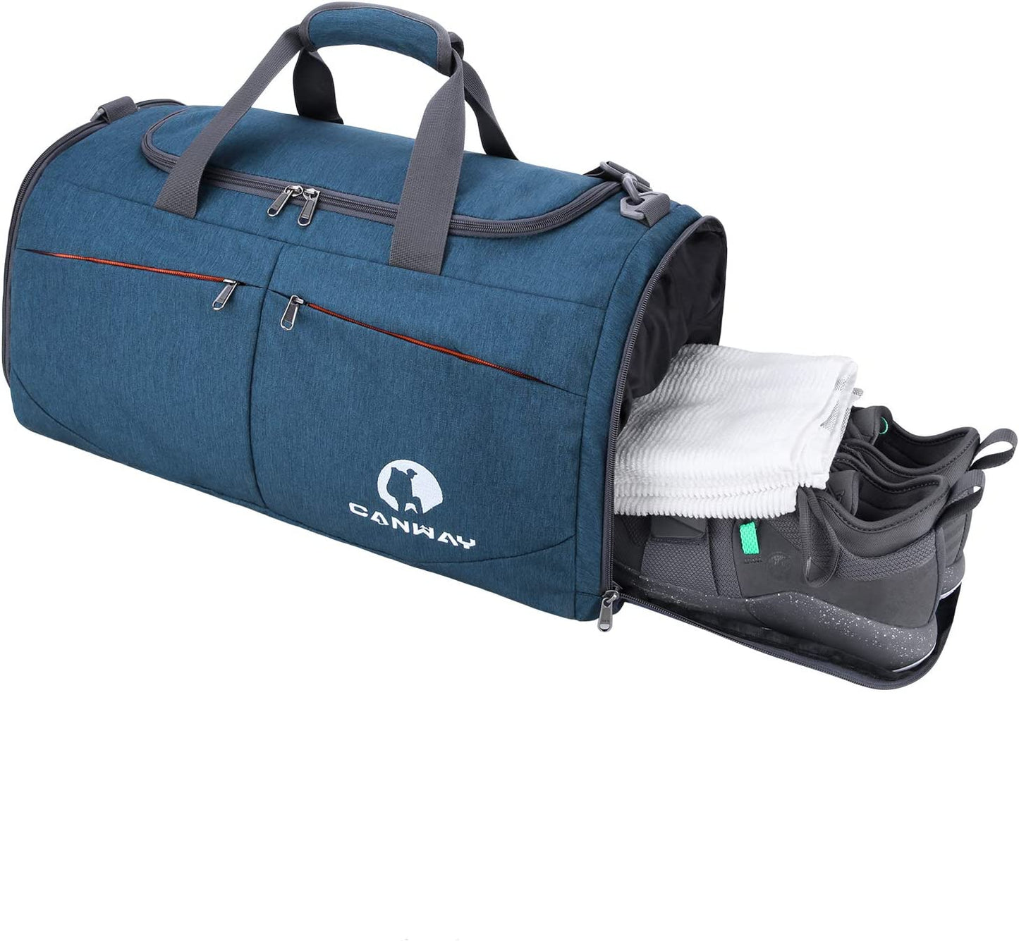 Gym Bag, Travel Duffel bag with Wet Pocket & Shoes Compartment for men women, 45L, Lightweight