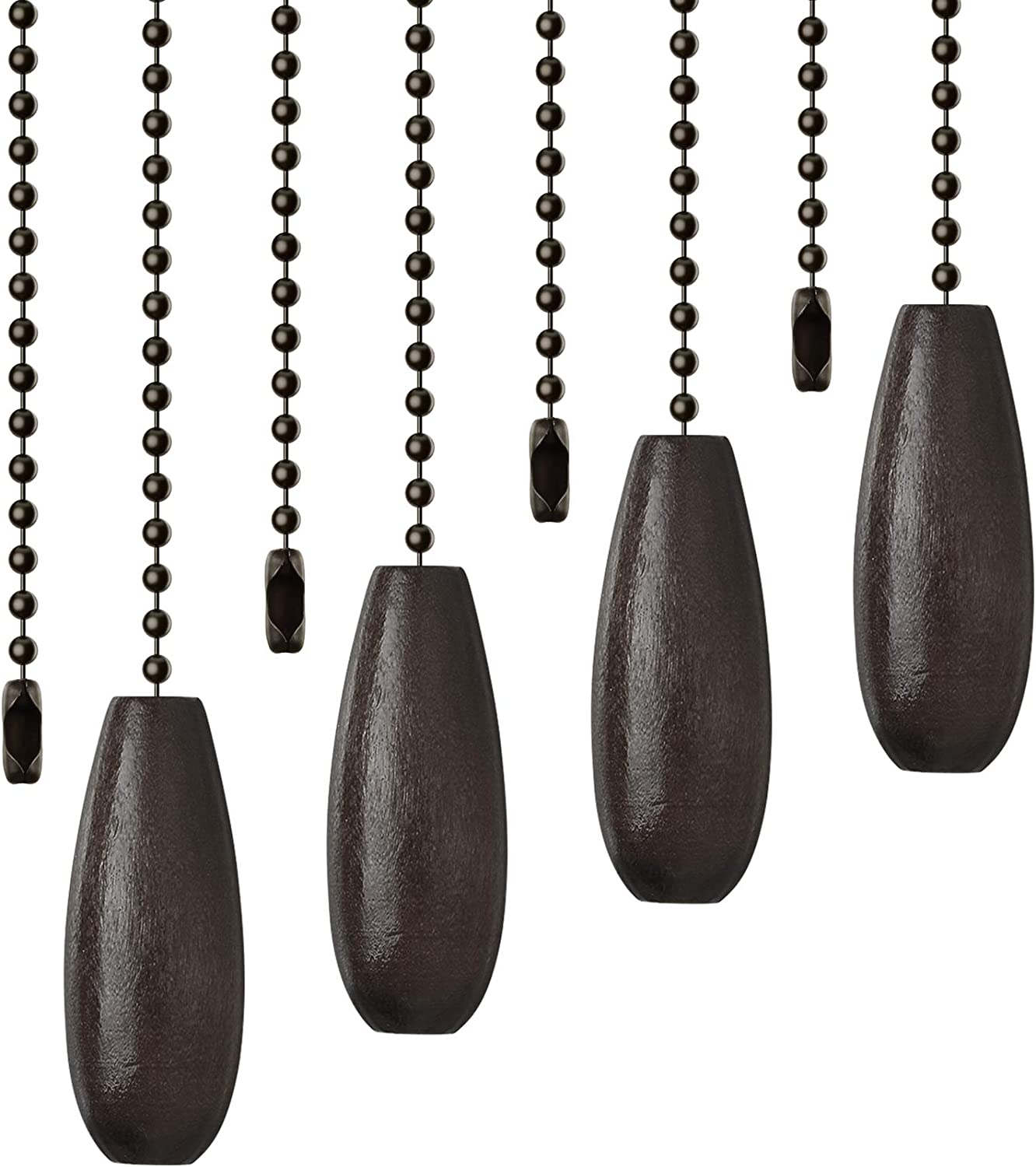 4 Pieces Ceiling Fan Chain Pulls Wooden Pull Chain Extension Pull Chain for Ceiling Light Lamp Fan Chain (Walnut Color)