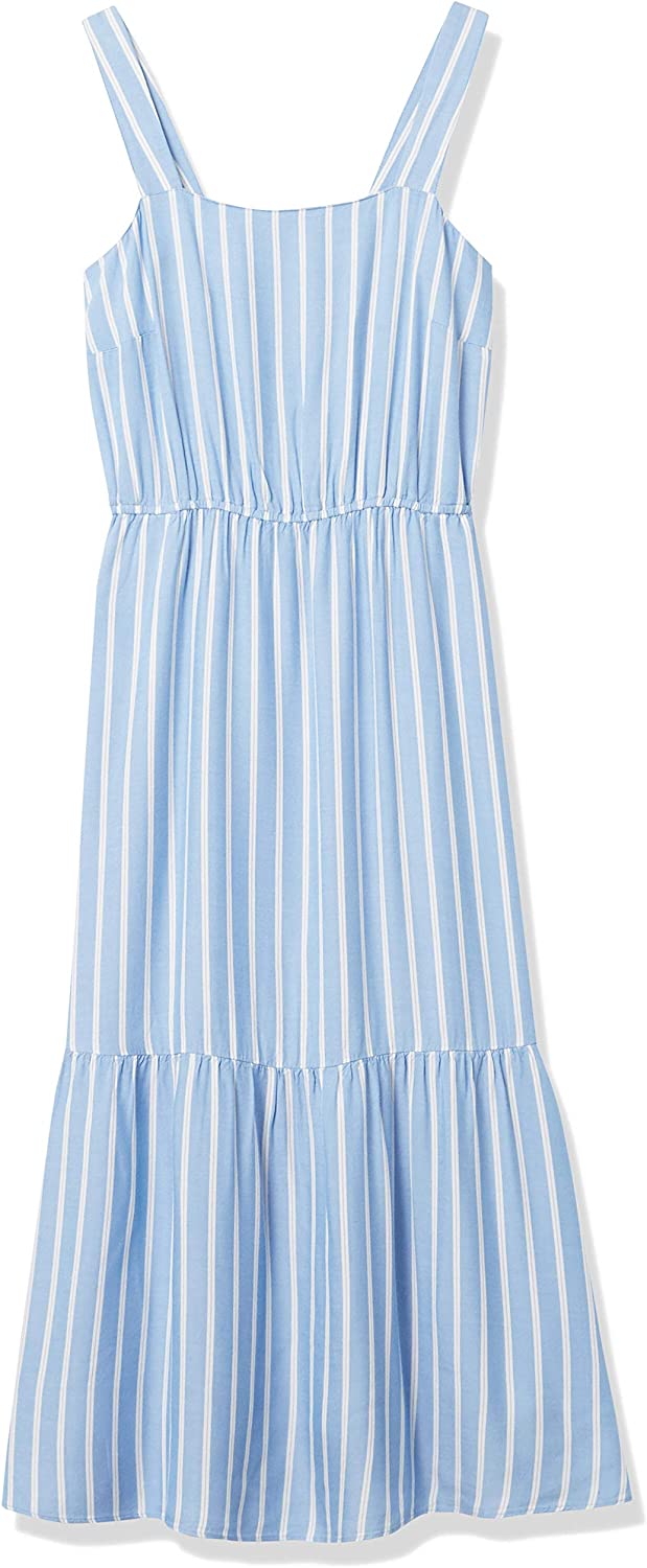 Women's Fluid Twill Tiered Midi Summer Dress