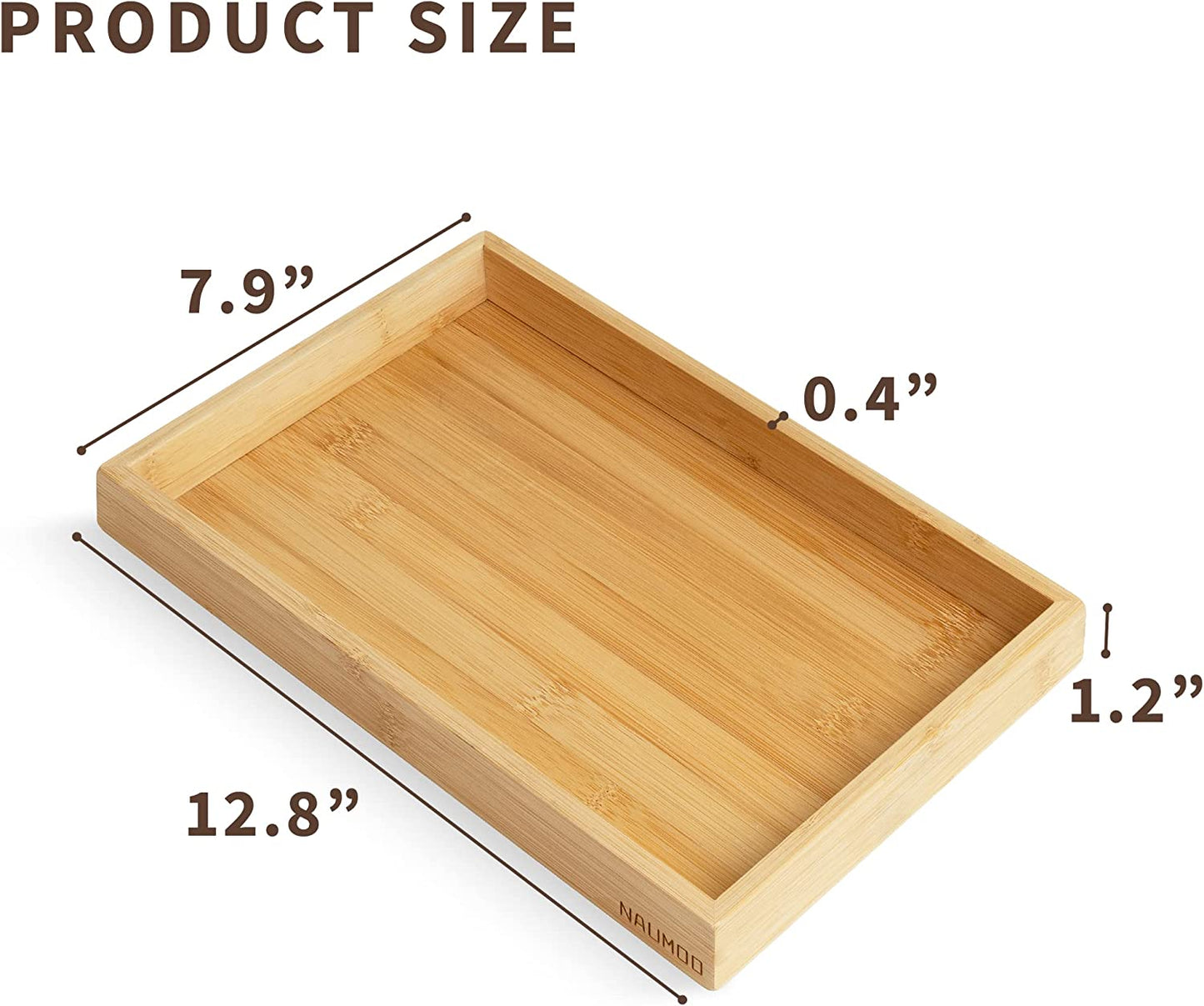 Bamboo Bathroom Counter Tray - Slip-Resistant - Large Vanity Trays for Dresser Top - Wooden Organizer for Perfume, Cologne - Decorative Holder for Skincare