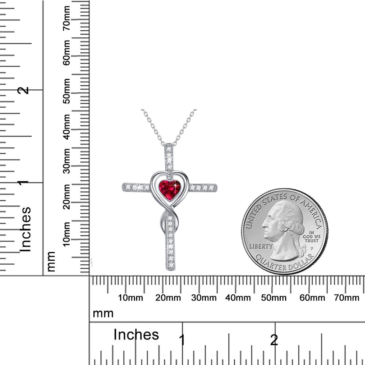 Dorella Love Infinity Necklace 925 Sterling Silver July Birthstone Ruby Jewelry for Wife Mom Birthday Gifts Jewelry for Women