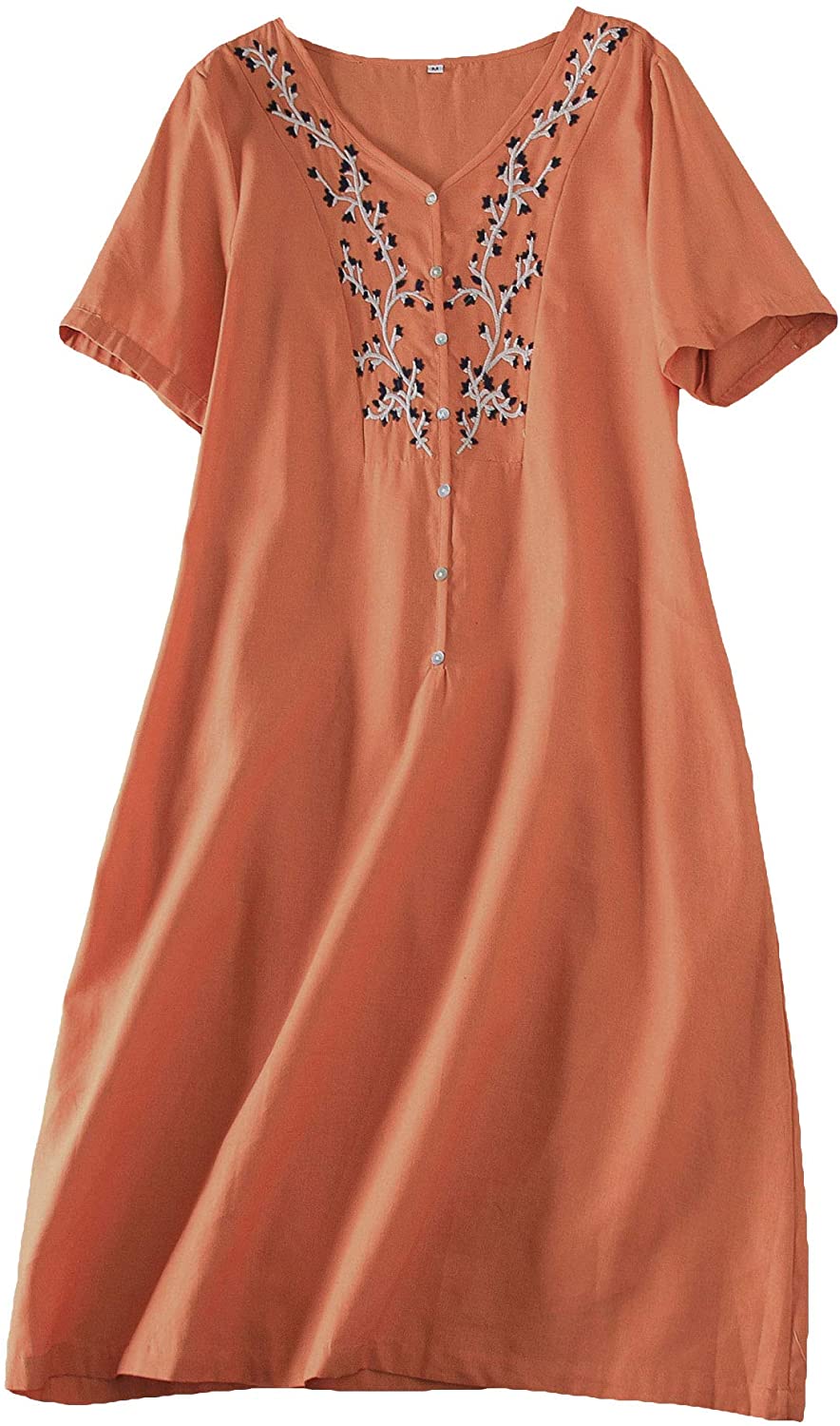 Women's Linen Tunic Dresses V-Neck Baggy Midi Dress Hi-Low Tops