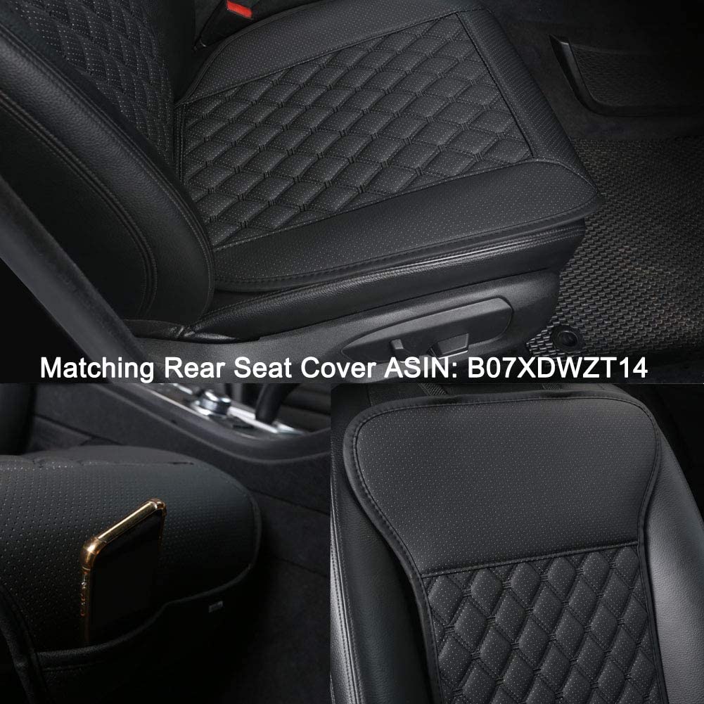 1 Pair Car Seat Covers, Luxury Car Protectors, Universal Anti-Slip Driver Seat Cover with Backrest,Diamond Pattern (Black)