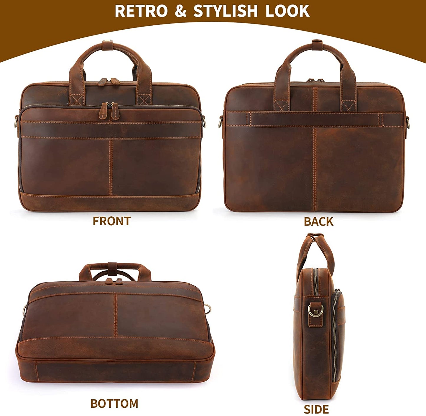 Leather Briefcase for Men,Business Travel Laptop Messenger Bags