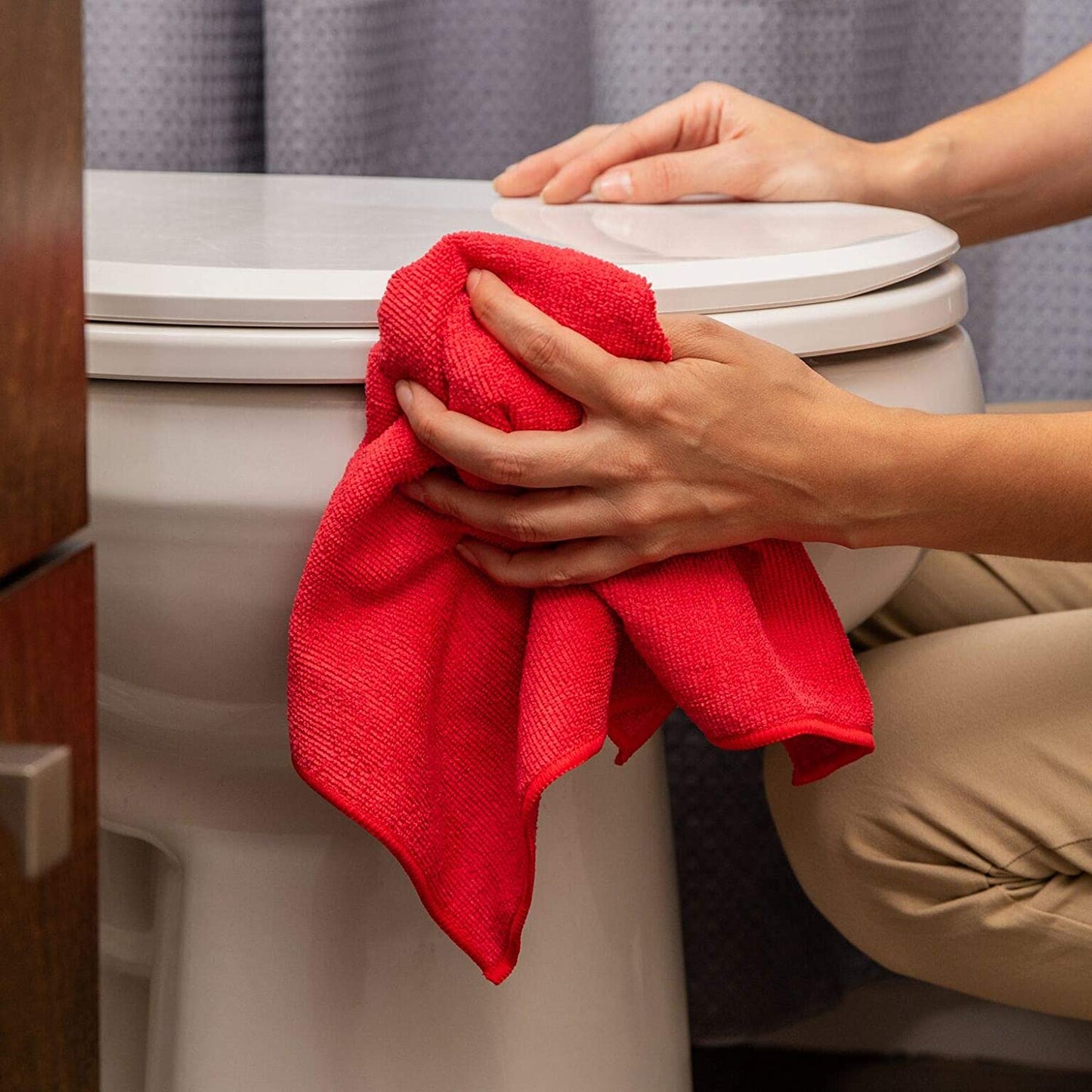 16" x 16" Economy All Purpose Microfiber Towels - 50 Pack - Reusable Wash Cloths, Dust, Kitchen, Car, Shop Rags for Cleaning (Red)