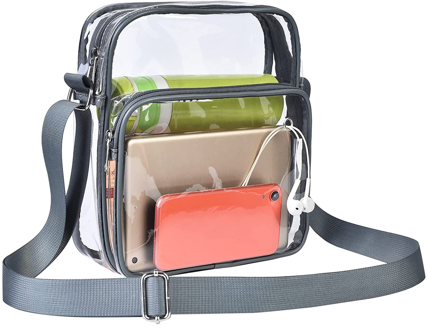Clear Crossbody Messenger Shoulder Bag Stadium Approved Transparent Purse Suitable for Work Concert Sports