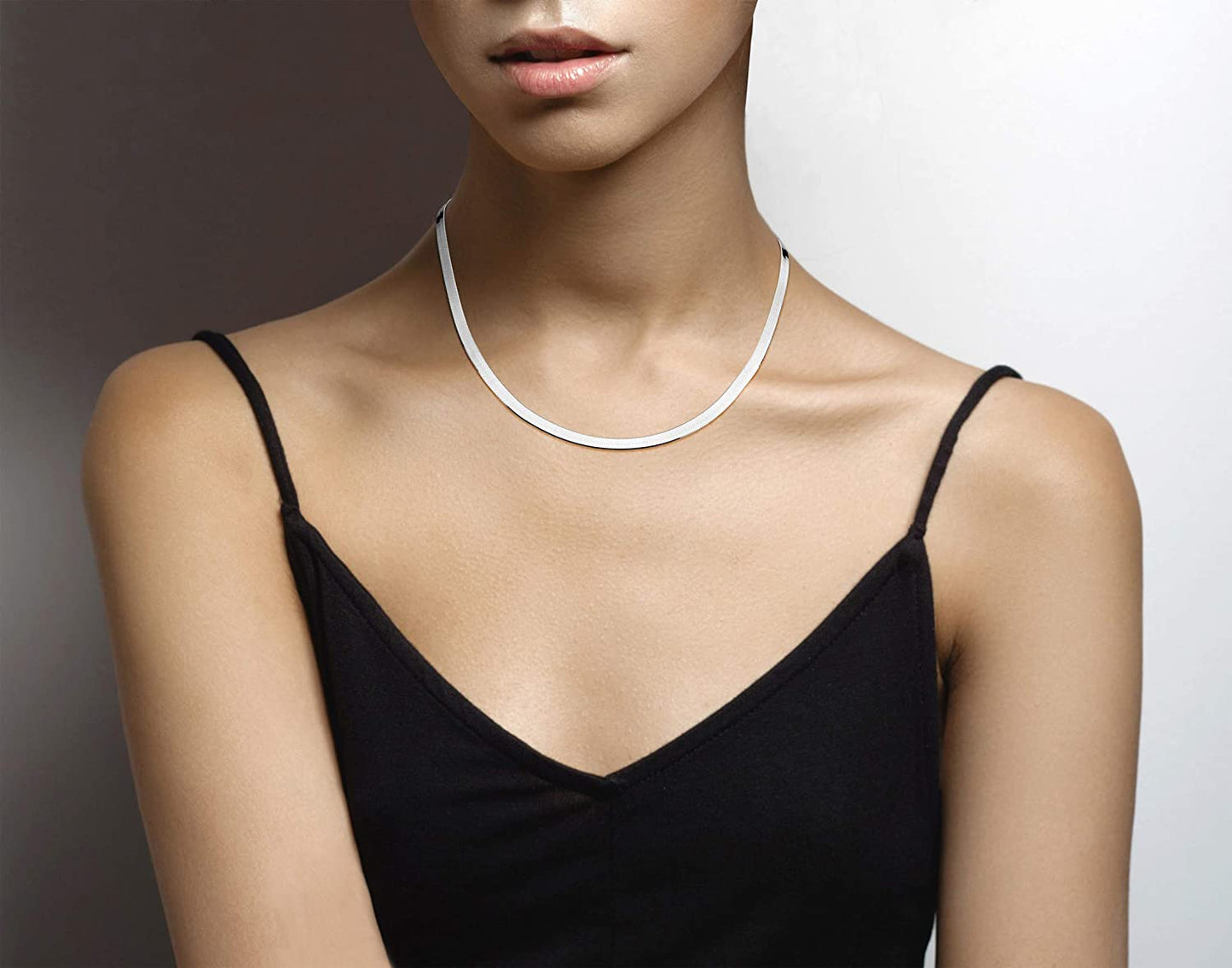 Miabella 925 Sterling Silver Italian Solid 4.5mm Flexible Flat Herringbone Chain Necklace Men Women, 925 Made in Italy