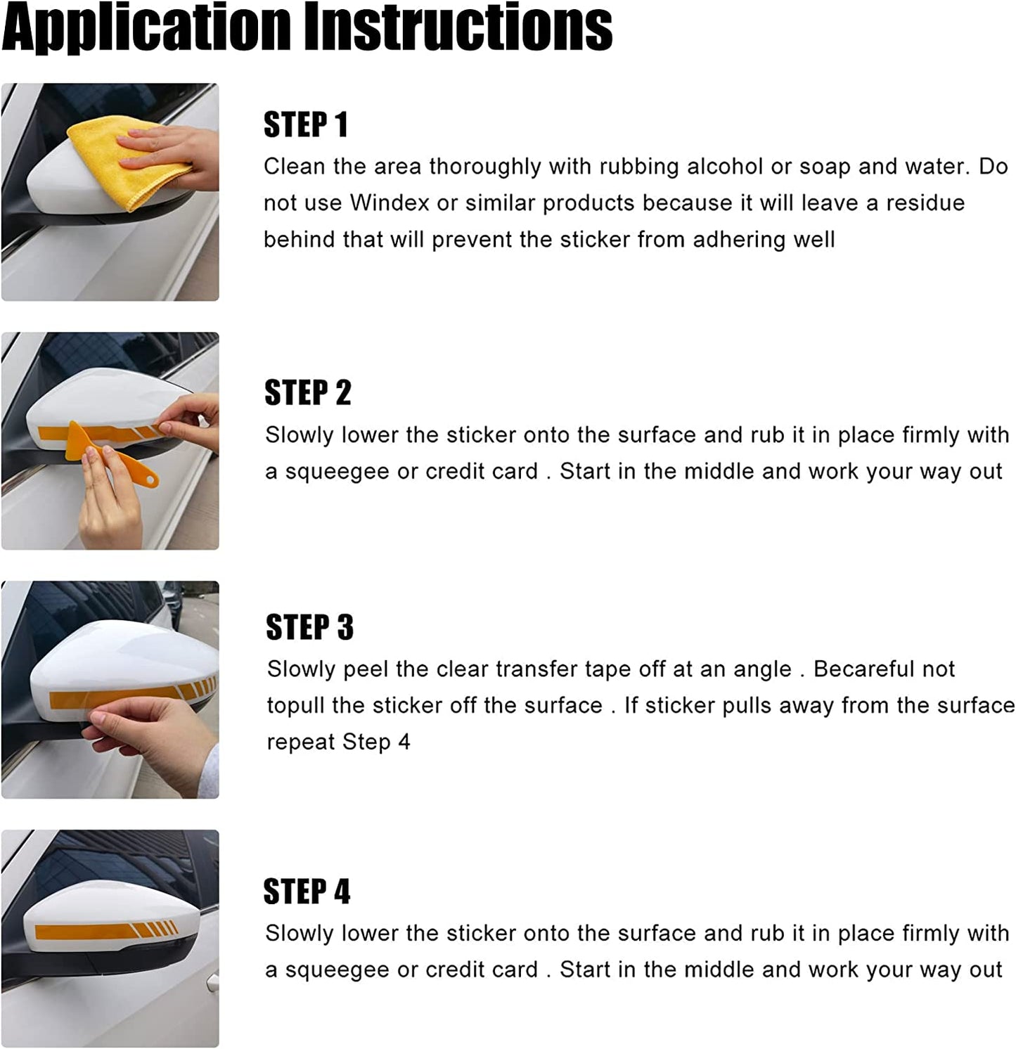 Car Exterior Accessories Rear View Mirror Stickers Decor Car Body Sticker Vinyl 4pcs (Black)
