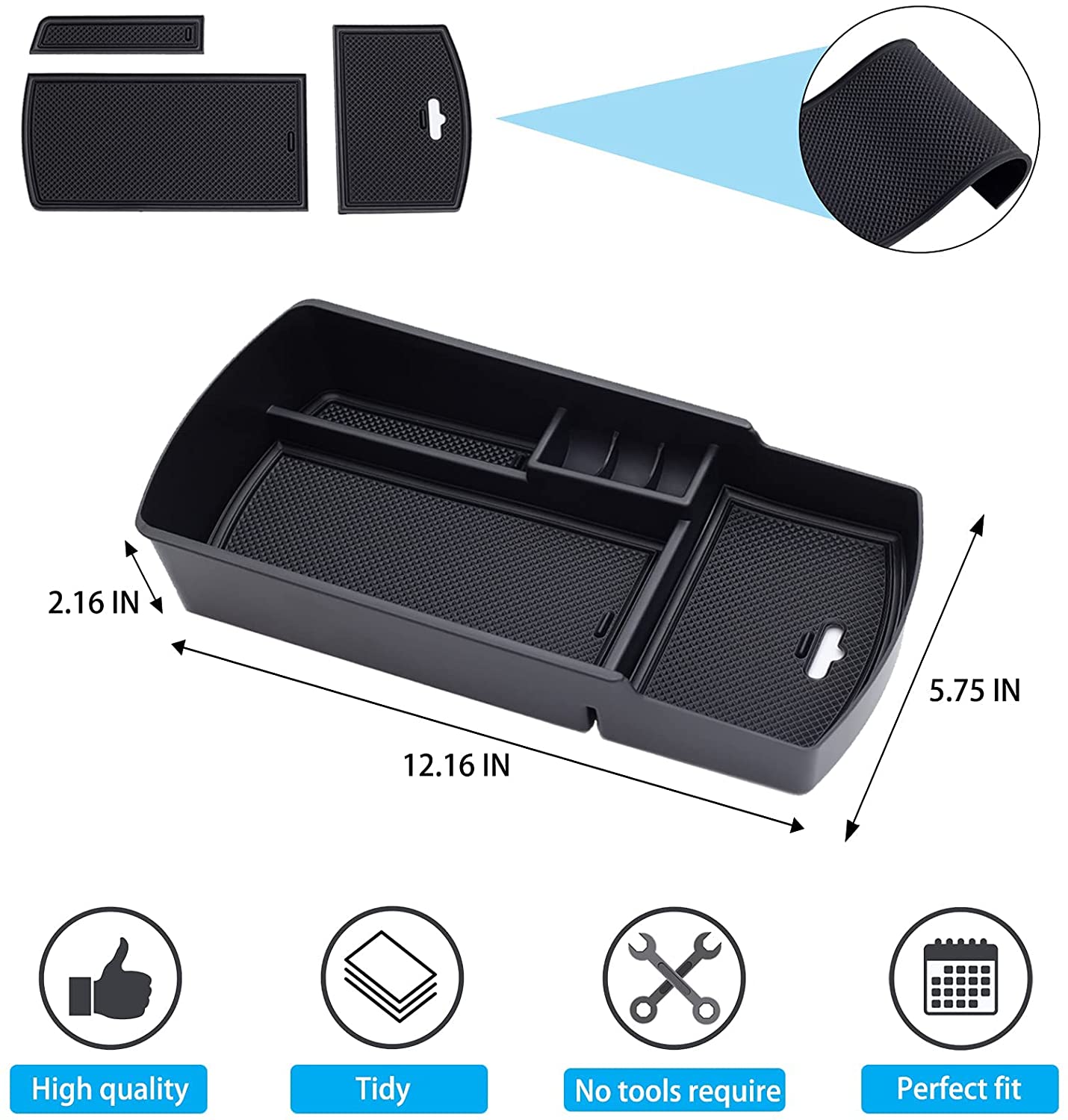 Center Console Organizer Compatible with Honda Accord 2018 2019 2020 2021 2022 ABS Plastic Material Armrest Box Insert Tray Pallet Accessories (NOT Fit for Manual Transmission Models) —Black