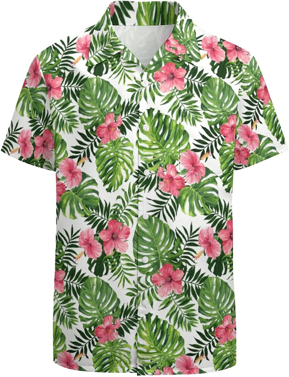 Artsadd 80s 90s Hawaiian Shirt for Men Big and Tall Button Down Short Sleeve Shirt Aloha Beach Shirts Disco Party Outfits